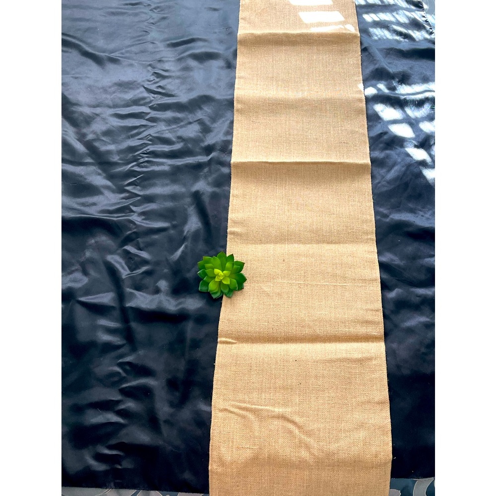 Table Runner Burlap with a gold threads. Jute. 70” long.
